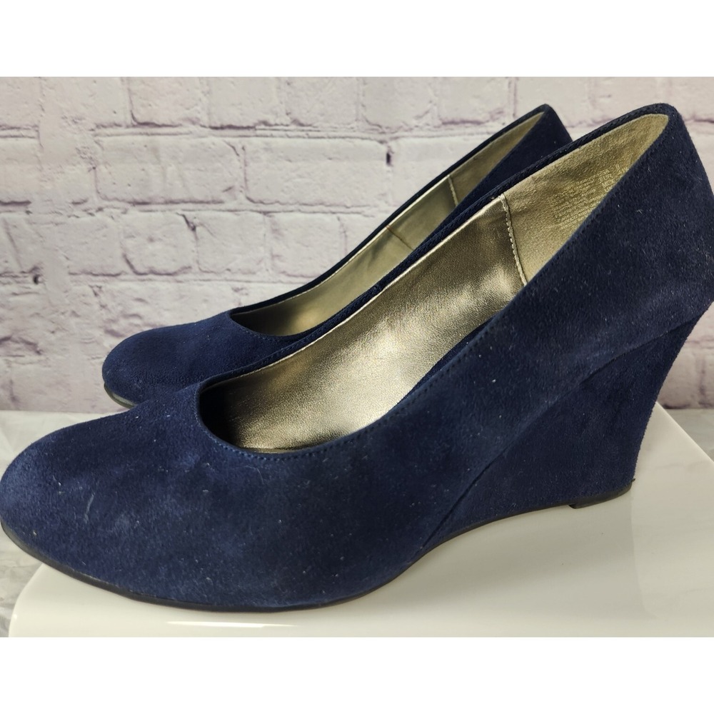DEXTER Women's Size 9 Blue Suede Wedge Heel Slip On‎ Shoes